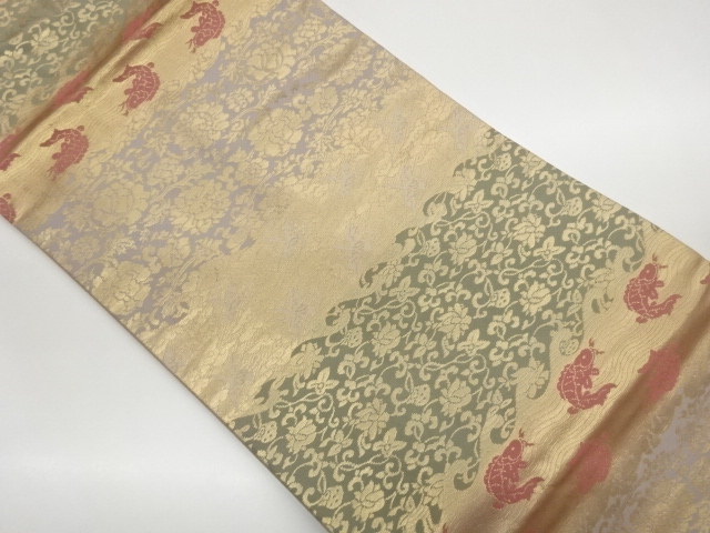 JAPANESE NAGOYA OBI / WOVEN FLOWER ARABESQUE
